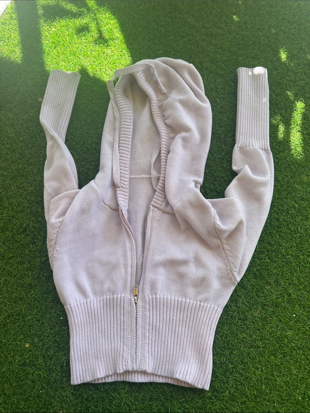 SHEIN Light Lavender Hooded Zip Cardigan